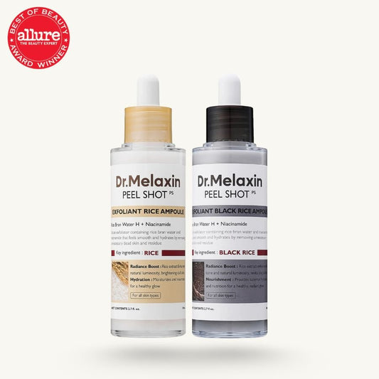 Peel Shot Glow Duo: White Rice Brightening & Black Rice Refining Ampoules (Buy 1 Get 1 Free) - skinfleur