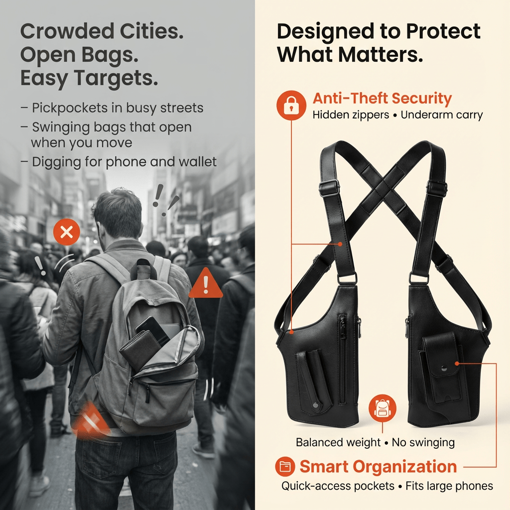 Premium Leather Shoulder Bag - skinfleur